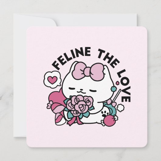 Schattige Valentijns Cat Design – Feline the Love Kaart (Voorkant)