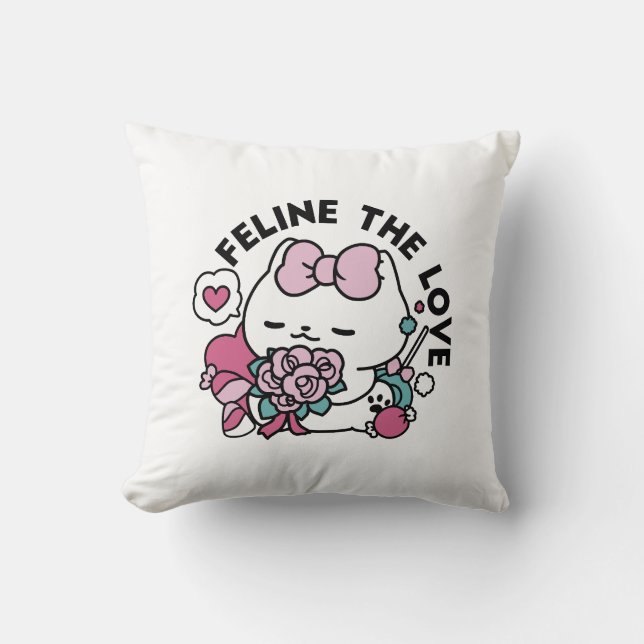 Schattige Valentijns Cat Design – Feline the Love Kussen (Voorkant)