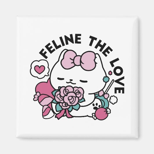 Schattige Valentijns Cat Design – Feline the Love Magneet (Voorkant)