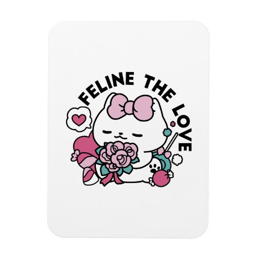 Schattige Valentijns Cat Design – Feline the Love Magneet (Verticaal)