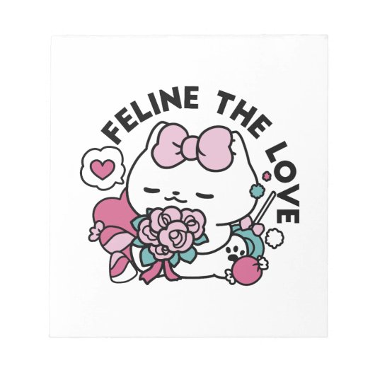 Schattige Valentijns Cat Design – Feline the Love Notitieblok (Voorkant)
