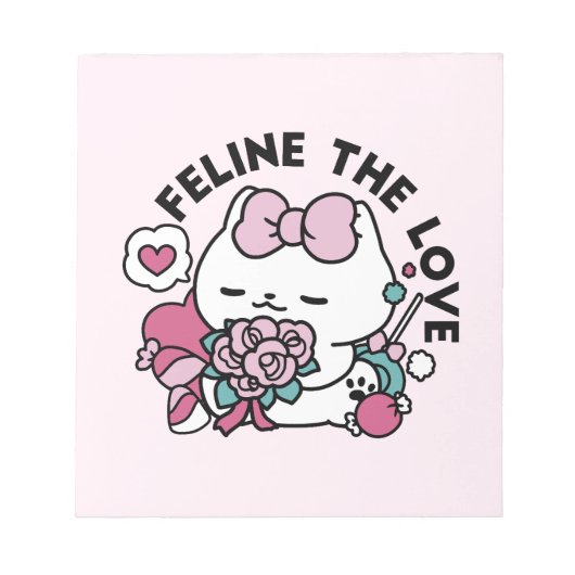 Schattige Valentijns Cat Design – Feline the Love Notitieblok (Voorkant)