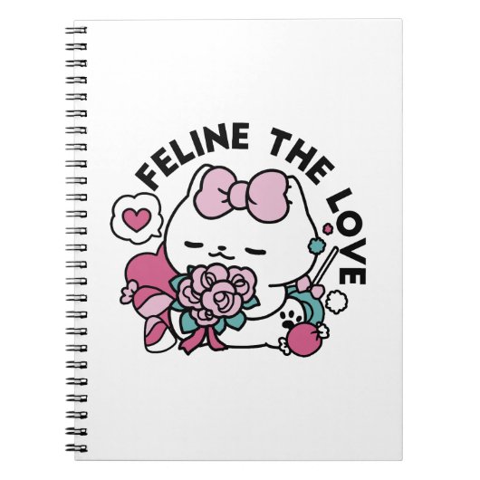 Schattige Valentijns Cat Design – Feline the Love Notitieboek (Voorkant)