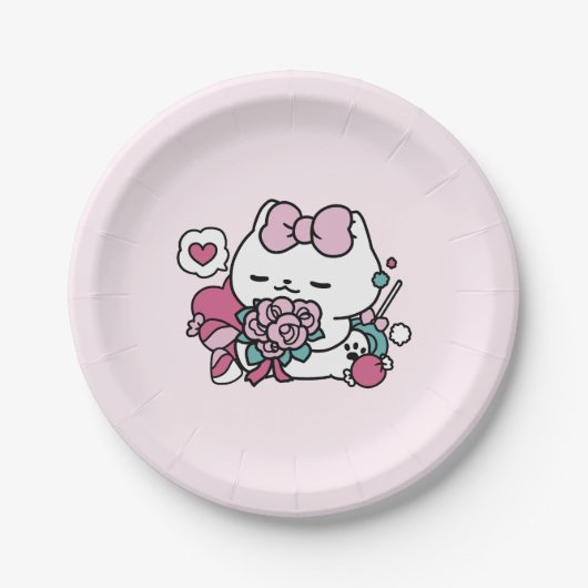 Schattige Valentijns Cat Design – Feline the Love Papieren Bordje (Voorkant)