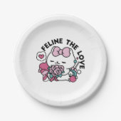 Schattige Valentijns Cat Design – Feline the Love Papieren Bordje (Voorkant)