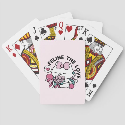 Schattige Valentijns Cat Design – Feline the Love Pokerkaarten (Achterkant)
