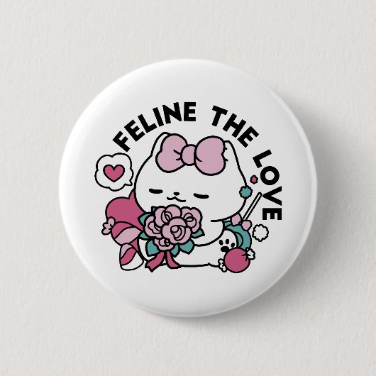 Schattige Valentijns Cat Design – Feline the Love Ronde Button 5,7 Cm (Voorkant)