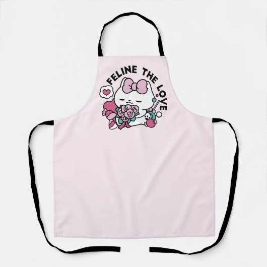 Schattige Valentijns Cat Design – Feline the Love Schort (Voorkant)