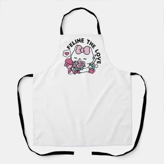 Schattige Valentijns Cat Design – Feline the Love Schort (Voorkant)