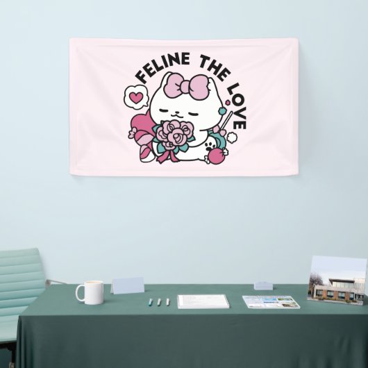 Schattige Valentijns Cat Design – Feline the Love Spandoek (Beurs)