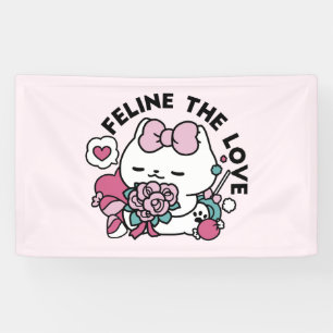 Schattige Valentijns Cat Design – Feline the Love Spandoek