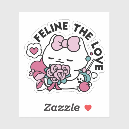 Schattige Valentijns Cat Design – Feline the Love Sticker (Vel)