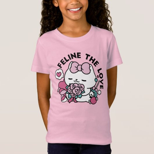 Schattige Valentijns Cat Design – Feline the Love T-shirt (Voorkant)