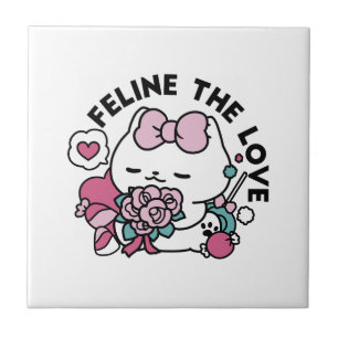Schattige Valentijns Cat Design – Feline the Love Tegeltje