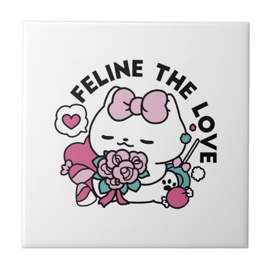 Schattige Valentijns Cat Design – Feline the Love Tegeltje (Voorkant)