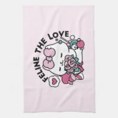 Schattige Valentijns Cat Design – Feline the Love Theedoek (Verticaal)