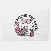 Schattige Valentijns Cat Design – Feline the Love Theedoek (Horizontaal)
