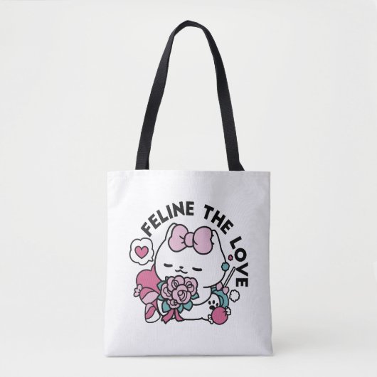 Schattige Valentijns Cat Design – Feline the Love Tote Bag (Voorkant)