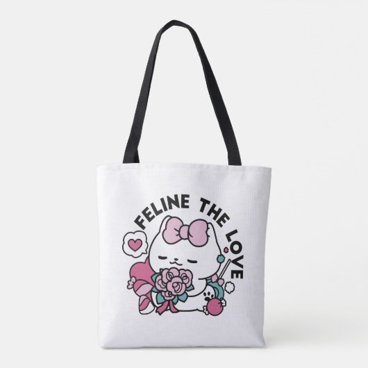Schattige Valentijns Cat Design – Feline the Love Tote Bag (Achterkant)