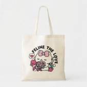 Schattige Valentijns Cat Design – Feline the Love Tote Bag (Voorkant)