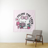Schattige Valentijns Cat Design – Feline the Love Wandkleed (In situ)