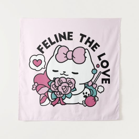 Schattige Valentijns Cat Design – Feline the Love Wandkleed (Voorkant)