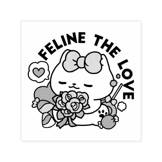 Schattige Valentijns Cat Design – Feline the Love Zelfinktende Stempel (Design)