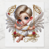 Schattige Valentijns Cupid Wijnflesetiket Wijn Etiket (Enkel label)