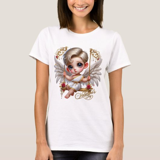 Schattige Valentijns Cupido Vrouwen T-shirts (Voorkant)