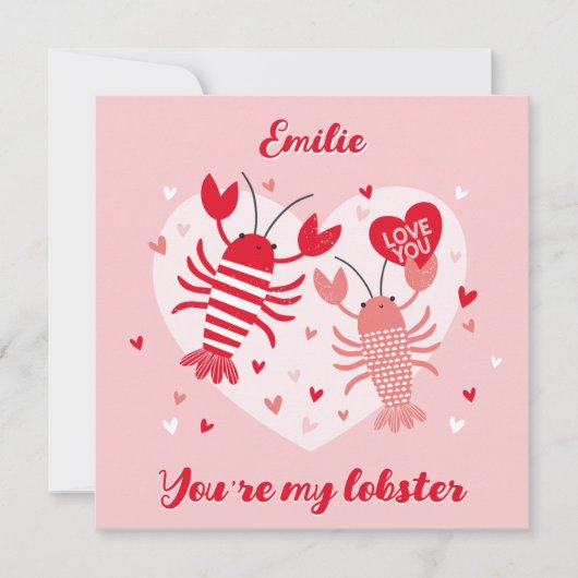 Schattige Valentijns kreeften in liefde rood en ro Bedankkaart (Voorkant)