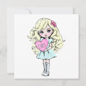 Schattige Valentijn's Meisje Holding Hart Kaart (Voorkant)