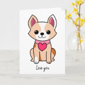 Schattige Valentijns Puppy Kaart (Gele Bloem)