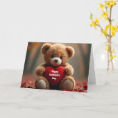 Schattige Valentijns Teddydier Kaart (Gele Bloem)