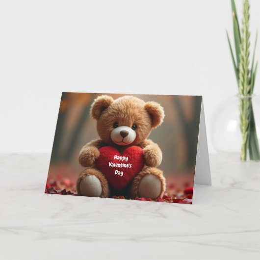Schattige Valentijns Teddydier Kaart (Voorkant)
