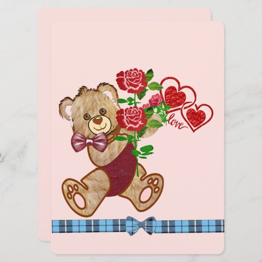 Schattige Valentijnsbeer Feestdagenkaart (Voorkant / Achterkant)