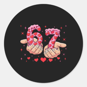 Schattige Valentijnsdag 67 Hartjes Grappige Zes Ze Ronde Sticker