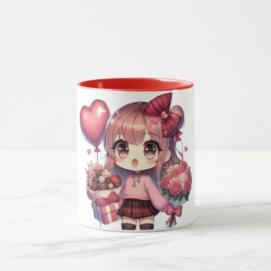 Schattige Valentijnsdag anime meisje Mok (Midden)