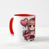Schattige Valentijnsdag anime meisje Mok (Voorkant links)