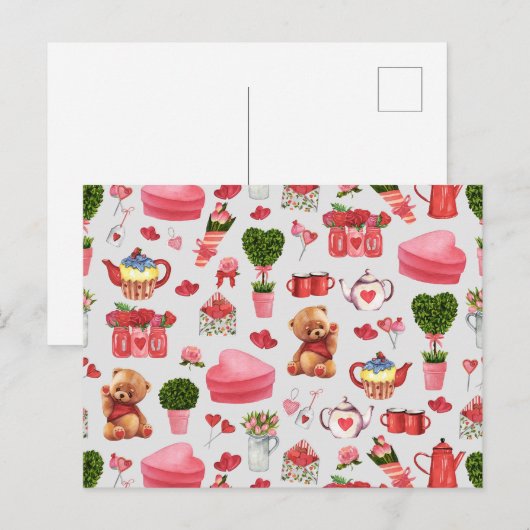 Schattige Valentijnsdag Canvas tas Briefkaart (Voorkant / Achterkant)