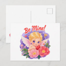 Schattige Valentijnsdag Cupido met "Wees van mij" Feestdagenkaart