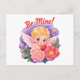 Schattige Valentijnsdag Cupido met "Wees van mij" Feestdagenkaart