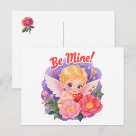 Schattige Valentijnsdag Cupido met "Wees van mij" Feestdagenkaart
