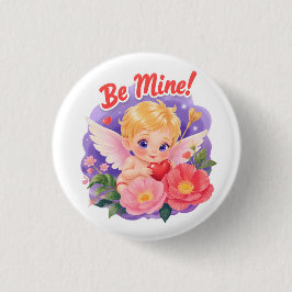 Schattige Valentijnsdag Cupido met "Wees van mij" Ronde Button 3,2 Cm