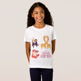 Schattige Valentijnsdag Dieren Koppel Liefde Illus T-shirt