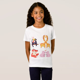 Schattige Valentijnsdag Dieren Koppel Liefde Illus T-shirt