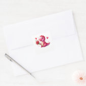 Schattige Valentijnsdag dinosaurus Vierkante Sticker (Envelop)