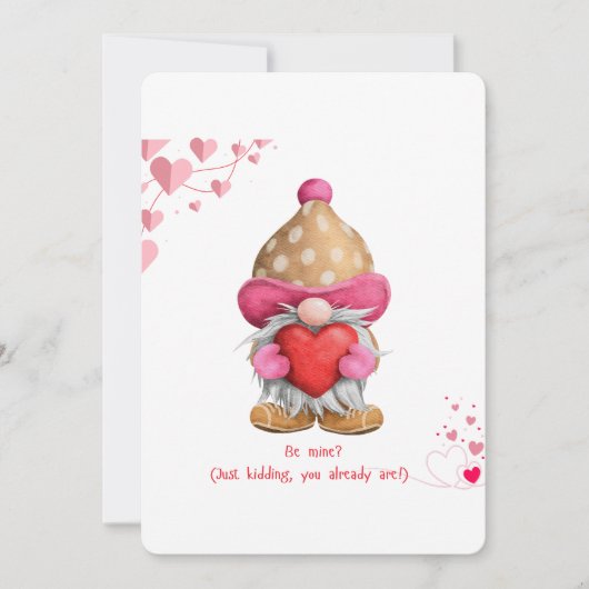 💖 Schattige Valentijnsdag Gnome Kaart (Voorkant)
