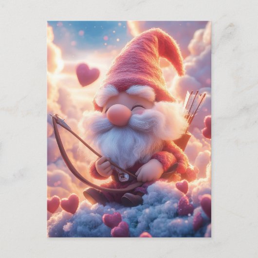 Schattige Valentijnsdag Gnome met pijl en boog Briefkaart (Voorkant)