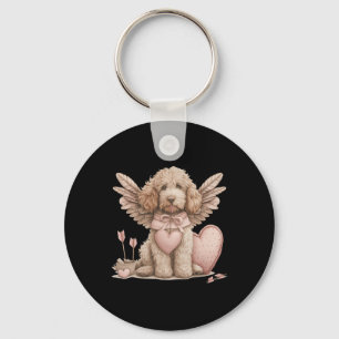 Schattige Valentijnsdag Goldendoodle Hond Cupido L Sleutelhanger
