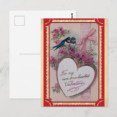 Schattige  Valentijnsdag Hart Bloemenvogel Briefkaart (Voorkant / Achterkant)